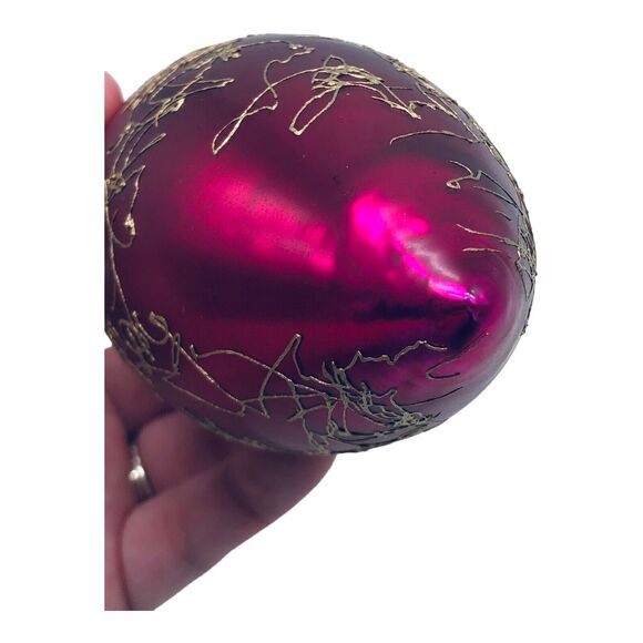 MCM Teardrop Ornament Spaghetti String Swirl Mercury Glass Purple Red Gold 7” - Picture 6 of 8